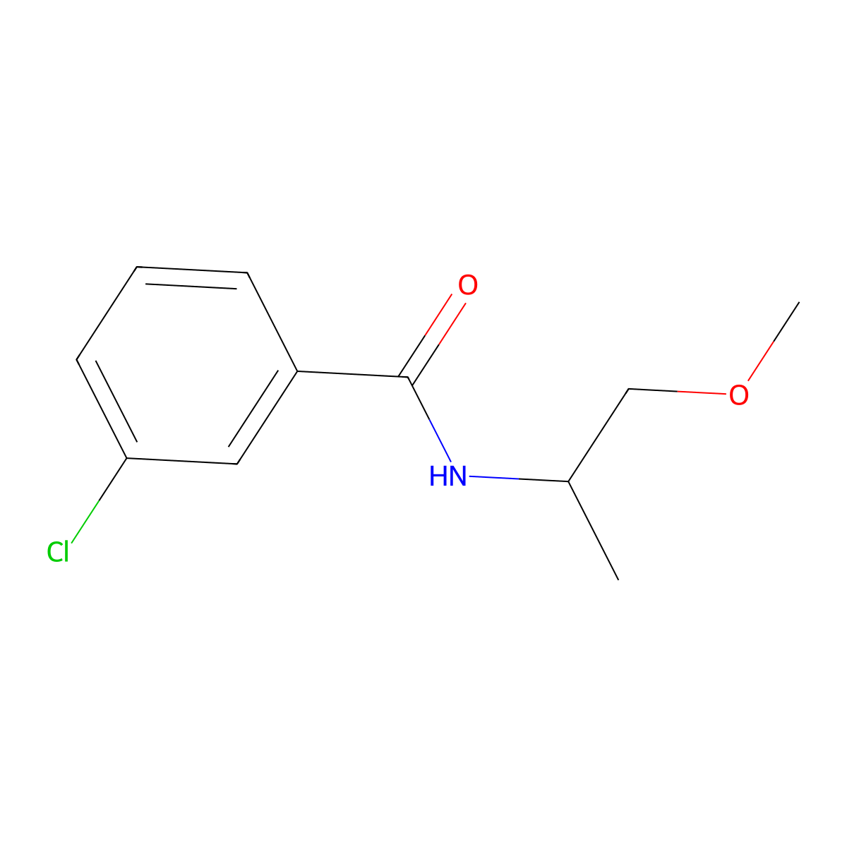 3-chloro-N-(1-methoxypropan-2-yl)benzamide molecular structure, CAS 349611-24-1