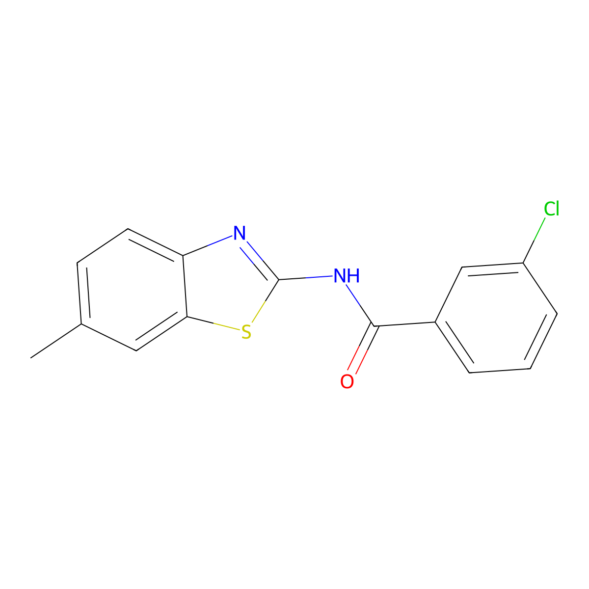 3-chloro-N-(6-methyl-1,3-benzothiazol-2-yl)benzamide molecular structure, CAS 349611-32-1