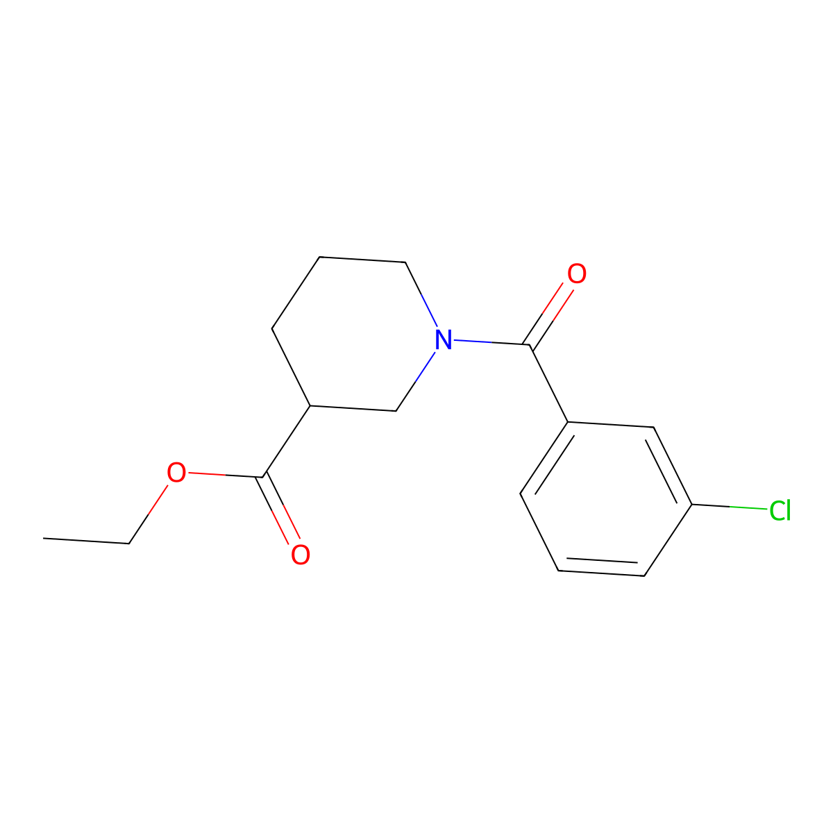 Ethyl 1-[(3-chlorophenyl)carbonyl]piperidine-3-carboxylate molecular structure, CAS 349611-43-4