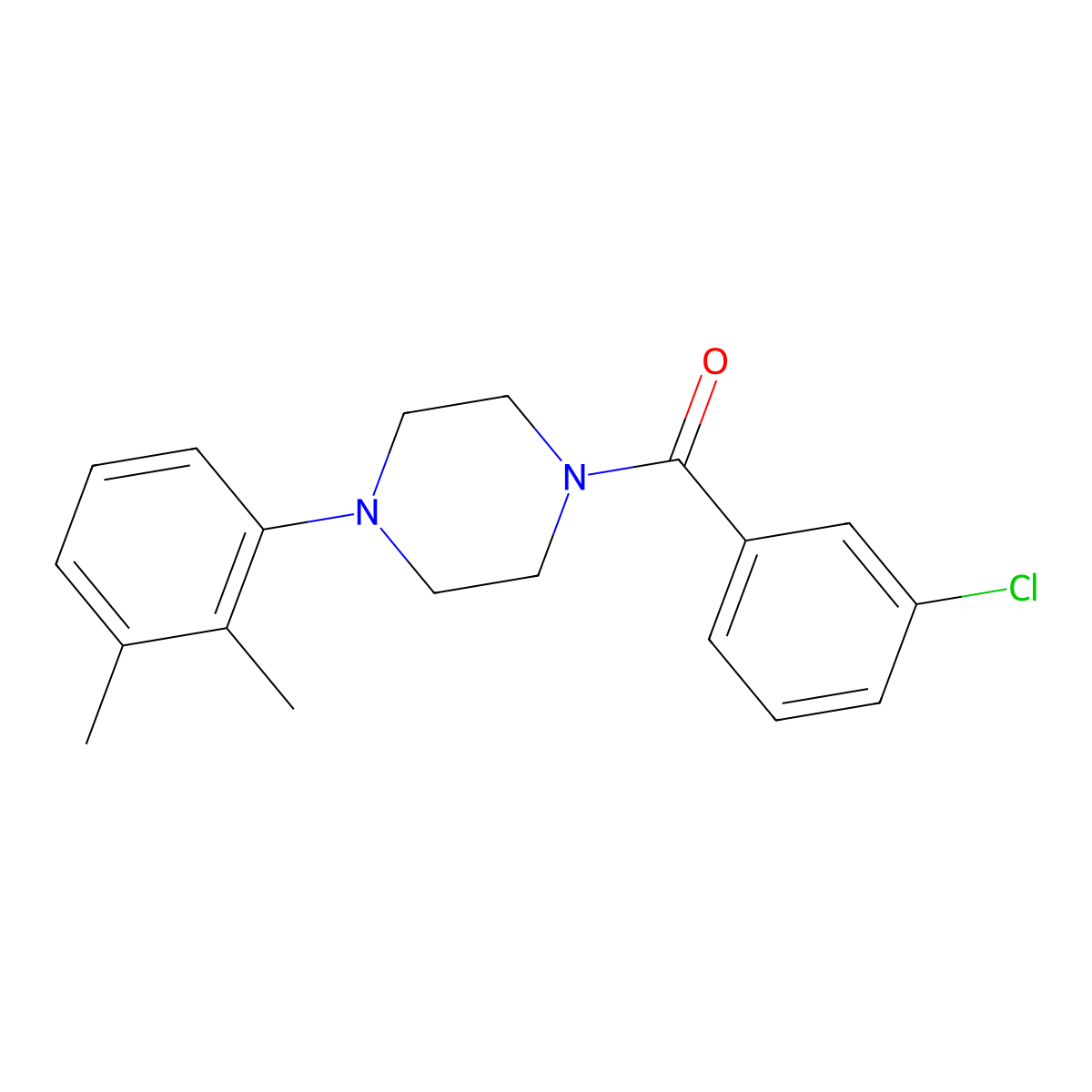 (3-Chlorophenyl)-[4-(2,3-dimethylphenyl)piperazin-1-yl]methanone molecular structure, CAS 349611-61-6