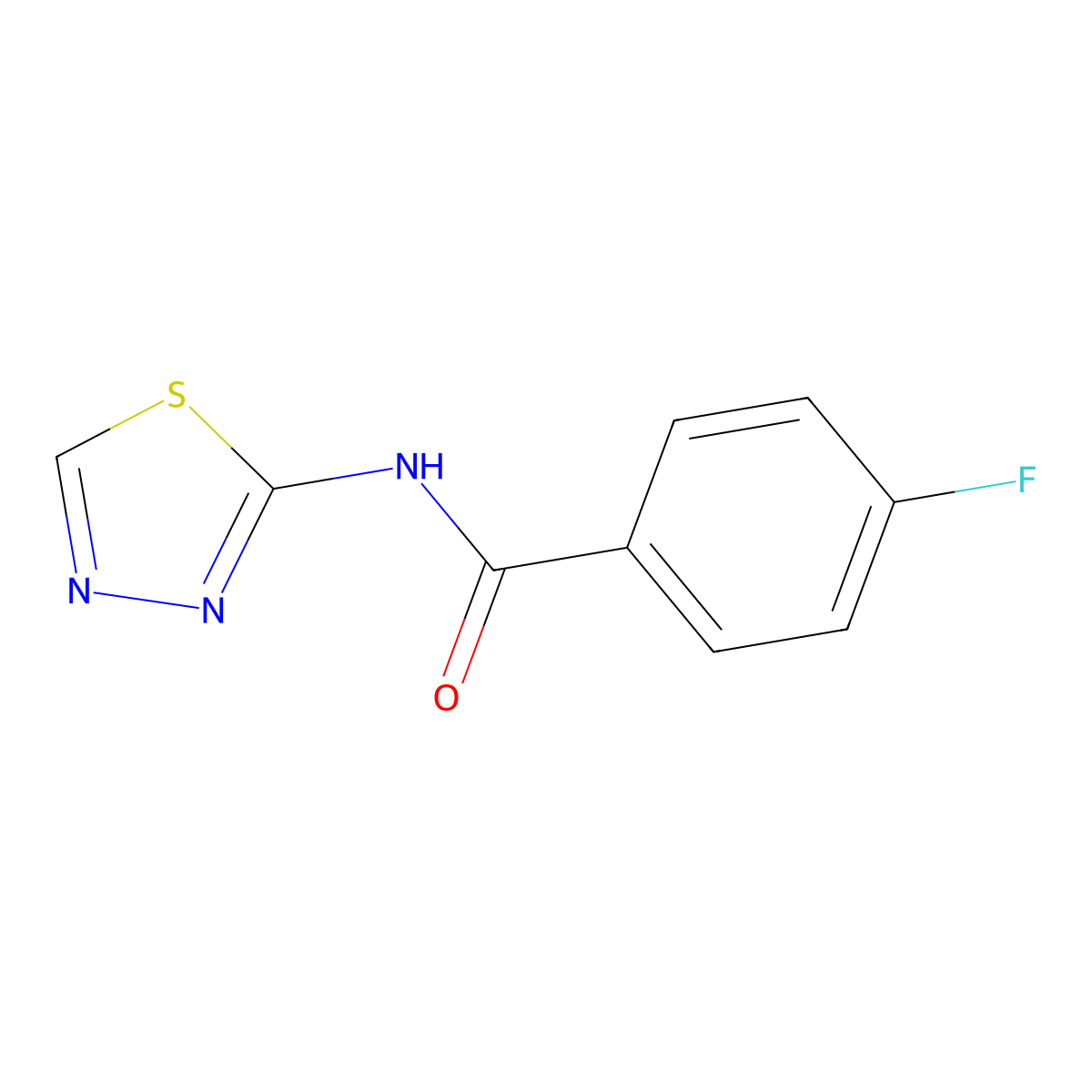 4-fluoro-N-(1,3,4-thiadiazol-2-yl)benzamide molecular structure, CAS 349612-25-5