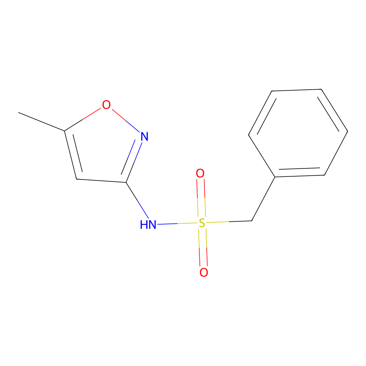 N-(5-methyl-1,2-oxazol-3-yl)-1-phenylmethanesulfonamide molecular structure, CAS 349612-79-9