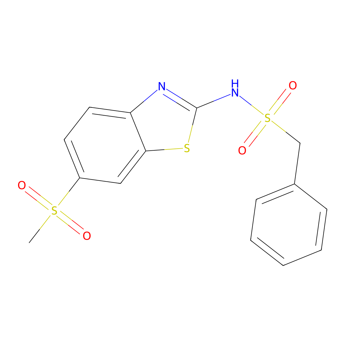 N-(6-methylsulfonyl-1,3-benzothiazol-2-yl)-1-phenylmethanesulfonamide molecular structure, CAS 349612-98-2