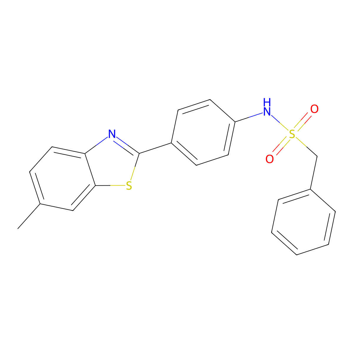 N-[4-(6-methyl-1,3-benzothiazol-2-yl)phenyl]-1-phenylmethanesulfonamide molecular structure, CAS 349613-06-5
