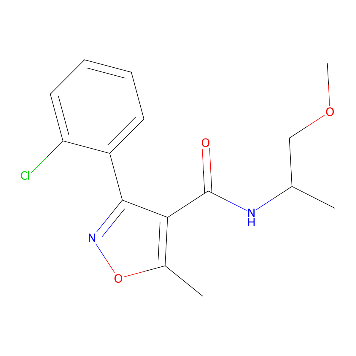 3-(2-chlorophenyl)-N-(1-methoxypropan-2-yl)-5-methyl-1,2-oxazole-4-carboxamide molecular structure, CAS 349613-23-6