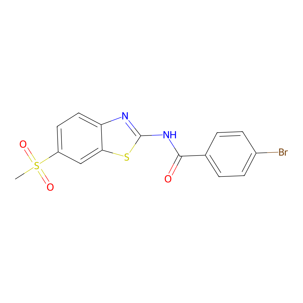 4-bromo-N-(6-(methylsulfonyl)benzo[d]thiazol-2-yl)benzamide molecular structure, CAS 349613-38-3