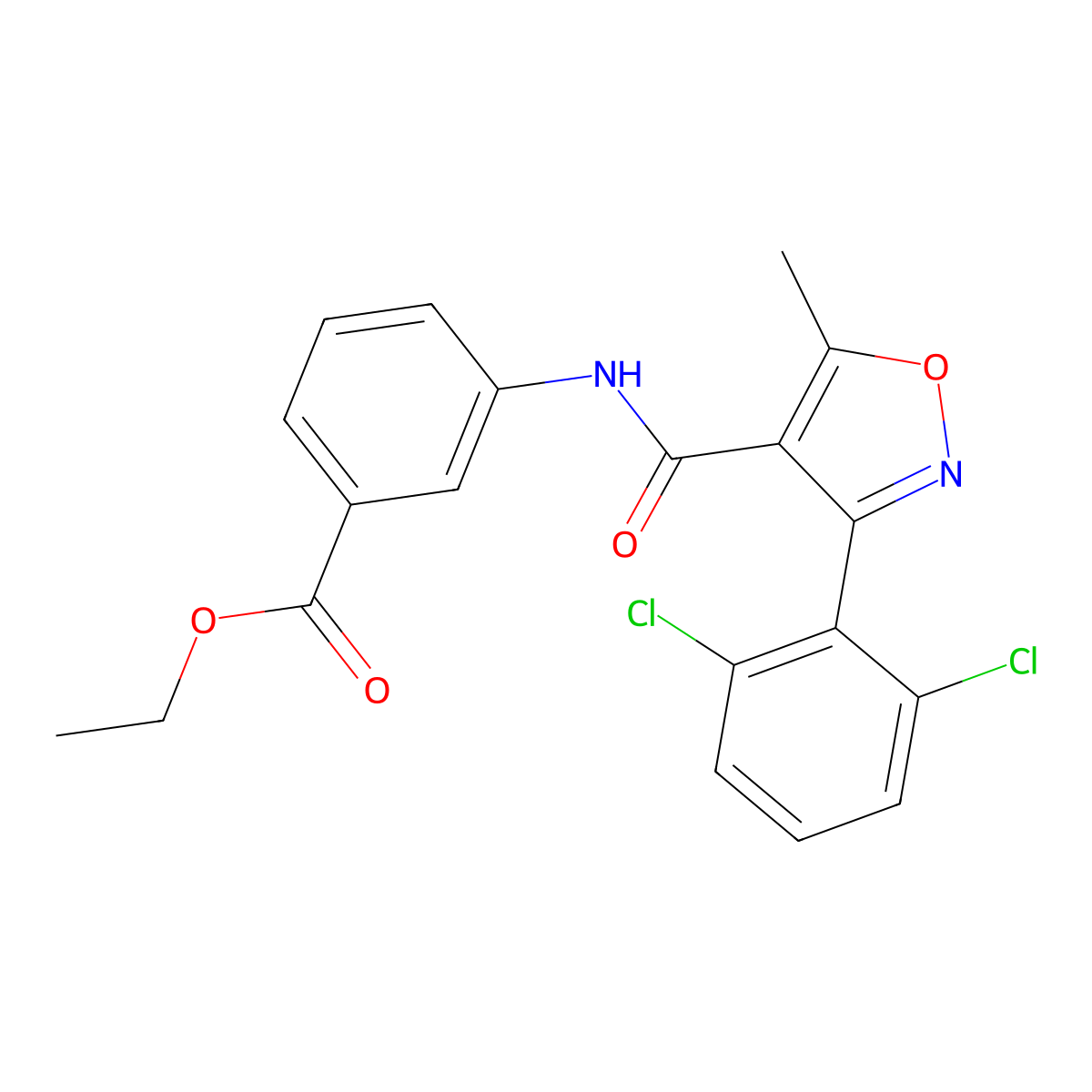 Ethyl 3-({[3-(2,6-dichlorophenyl)-5-methyl-1,2-oxazol-4-yl]carbonyl}amino)benzoate molecular structure, CAS 349613-63-4