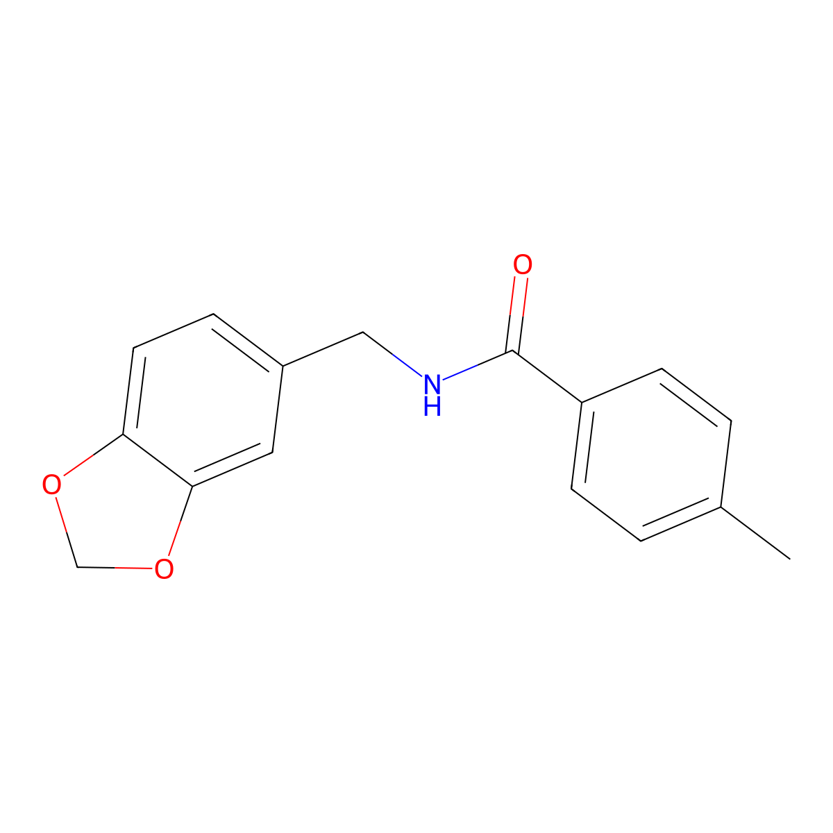 N-(1,3-benzodioxol-5-ylmethyl)-4-methylbenzamide molecular structure, CAS 349613-64-5