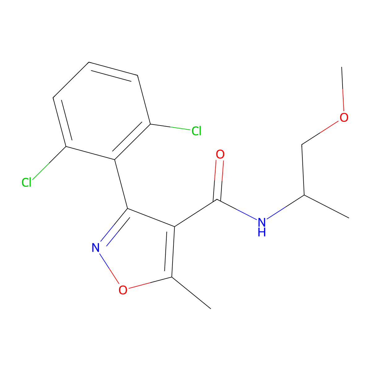 3-(2,6-dichlorophenyl)-N-(1-methoxypropan-2-yl)-5-methyl-1,2-oxazole-4-carboxamide molecular structure, CAS 349613-71-4