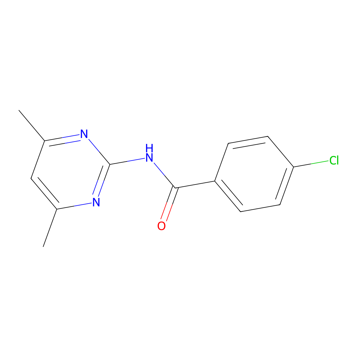 4-chloro-N-(4,6-dimethylpyrimidin-2-yl)benzamide molecular structure, CAS 349613-97-4