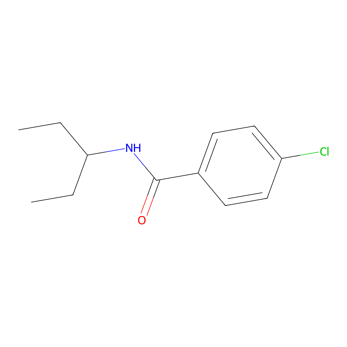 4-chloro-N-(1-ethylpropyl)benzamide molecular structure, CAS 349614-02-4