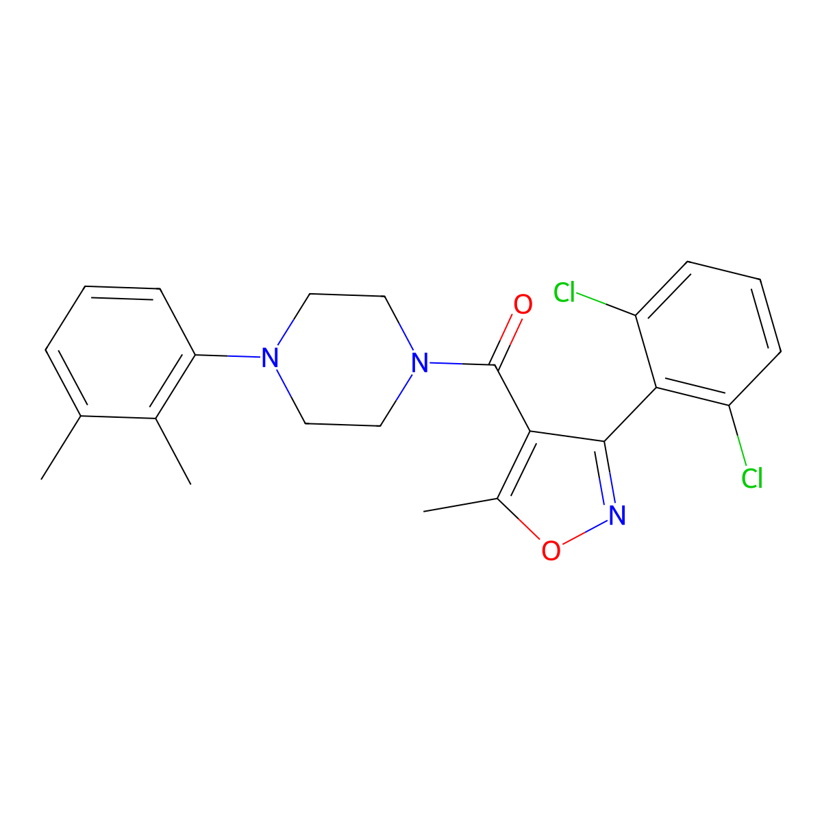 [3-(2,6-Dichlorophenyl)-5-methyl-1,2-oxazol-4-yl]-[4-(2,3-dimethylphenyl)piperazin-1-yl]methanone molecular structure, CAS 349614-20-6