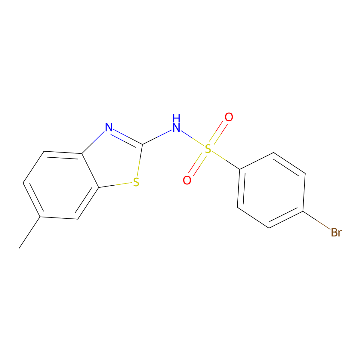 4-bromo-N-(6-methyl-1,3-benzothiazol-2-yl)benzenesulfonamide molecular structure, CAS 349614-43-3