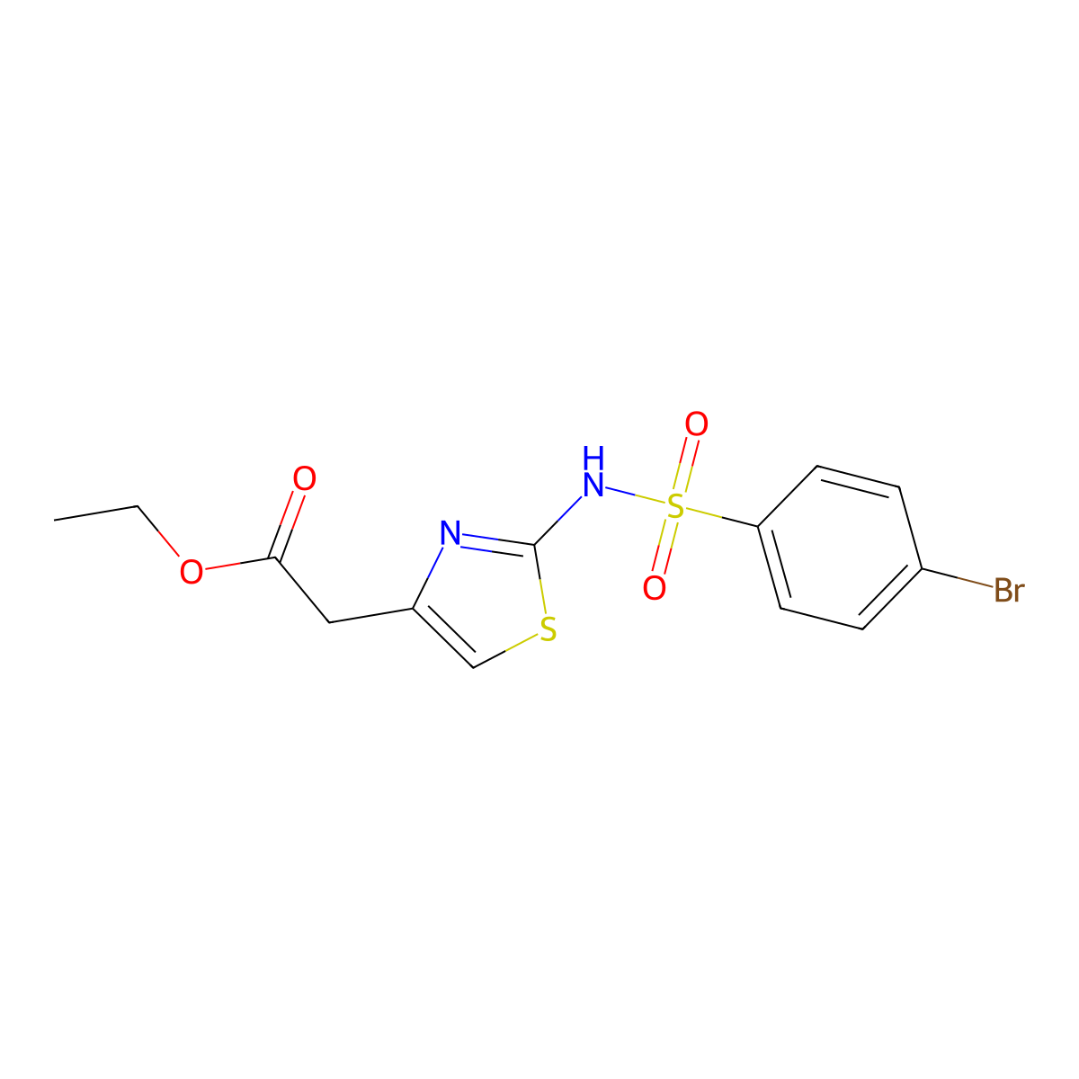 Ethyl (2-{[(4-bromophenyl)sulfonyl]amino}-1,3-thiazol-4-yl)acetate molecular structure, CAS 349614-46-6
