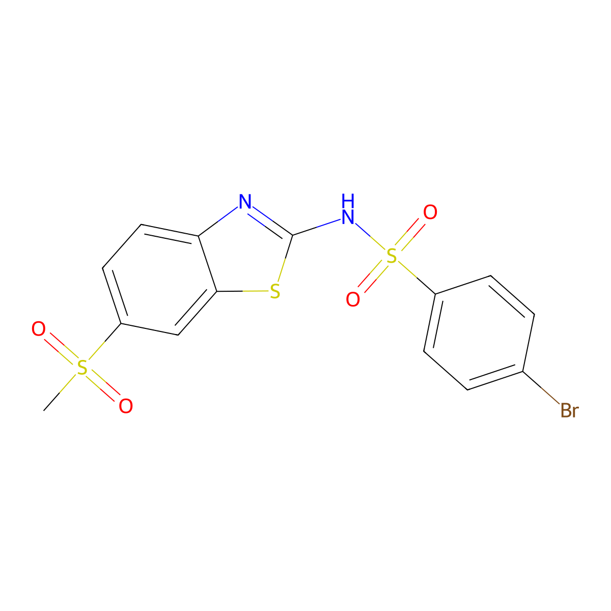 4-bromo-N-(6-methanesulfonyl-1,3-benzothiazol-2-yl)benzene-1-sulfonamide molecular structure, CAS 349614-62-6