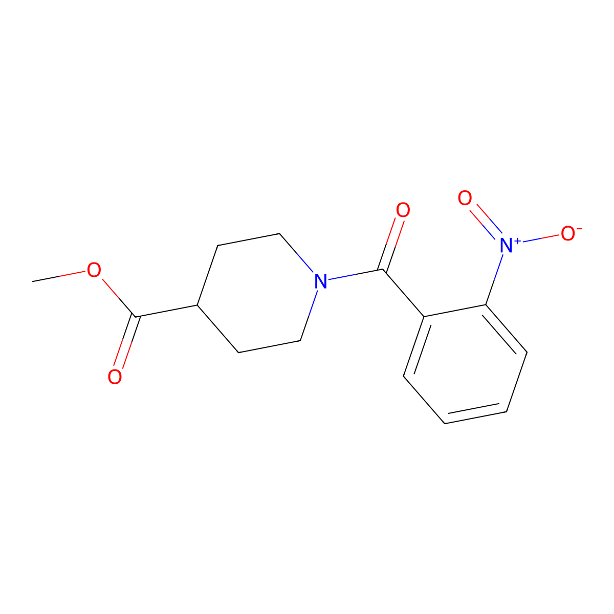 Methyl 1-(2-nitrobenzoyl)piperidine-4-carboxylate molecular structure, CAS 349615-07-2