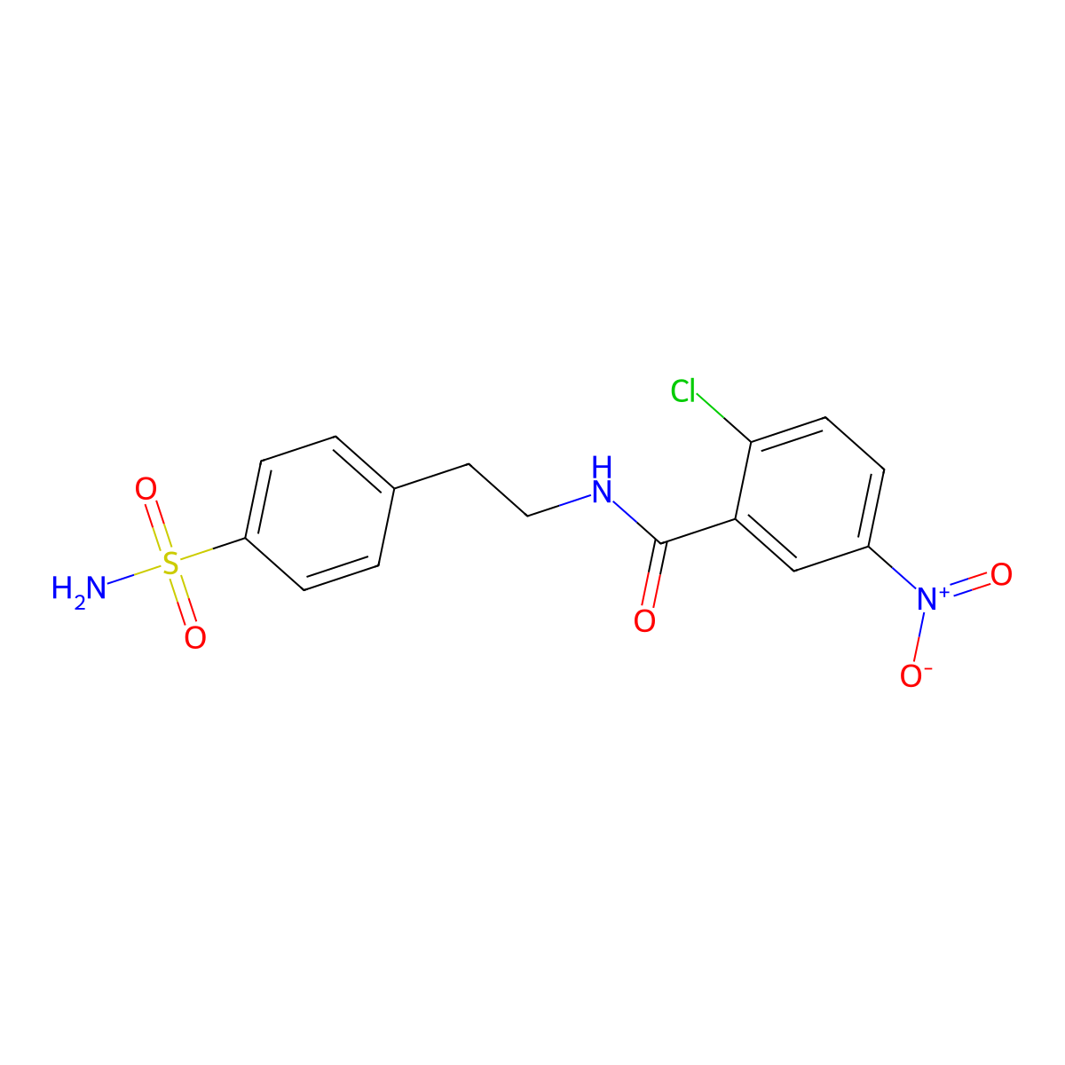 2-chloro-5-nitro-N-[2-(4-sulfamoylphenyl)ethyl]benzamide molecular structure, CAS 349615-16-3