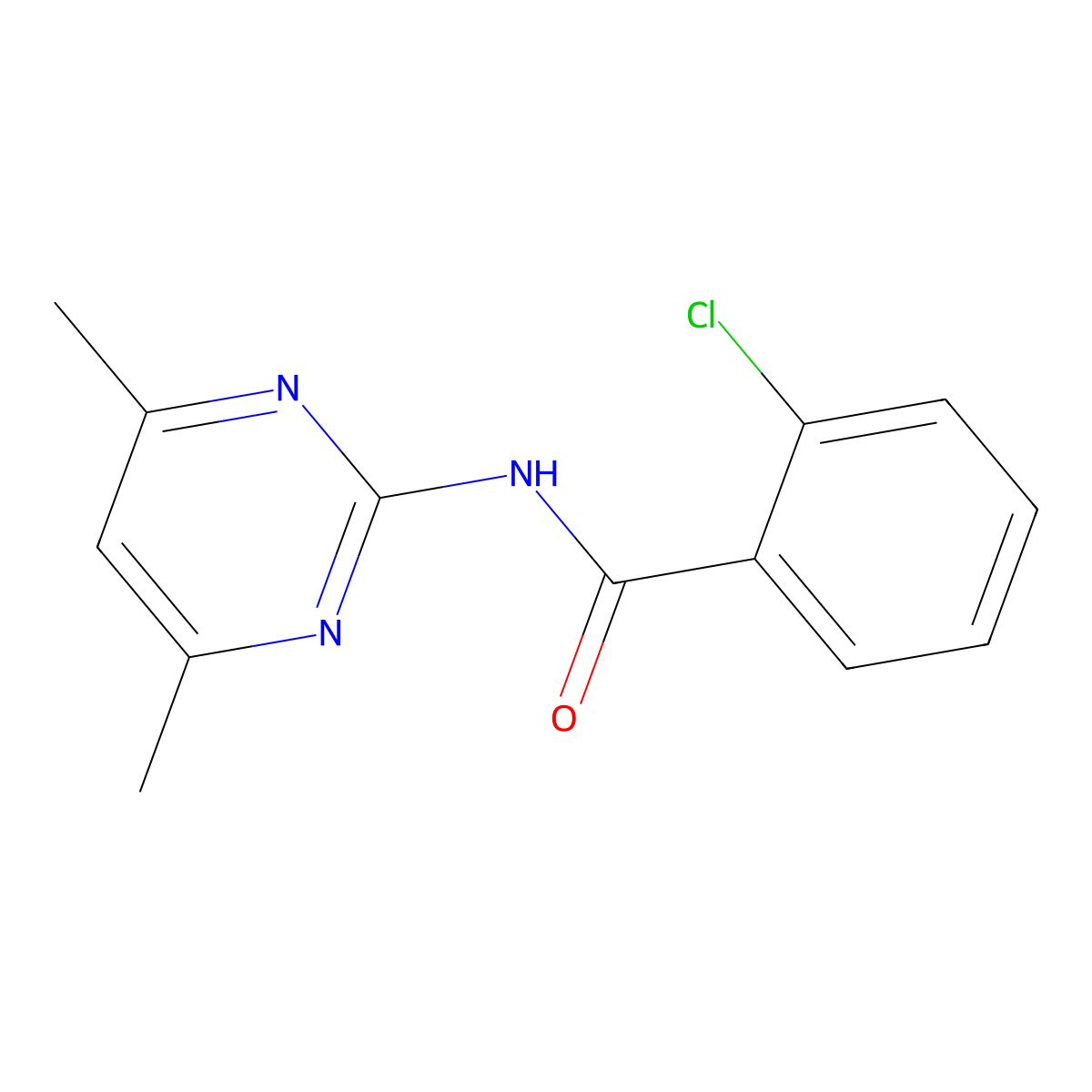 2-chloro-N-(4,6-dimethylpyrimidin-2-yl)benzamide molecular structure, CAS 349615-17-4