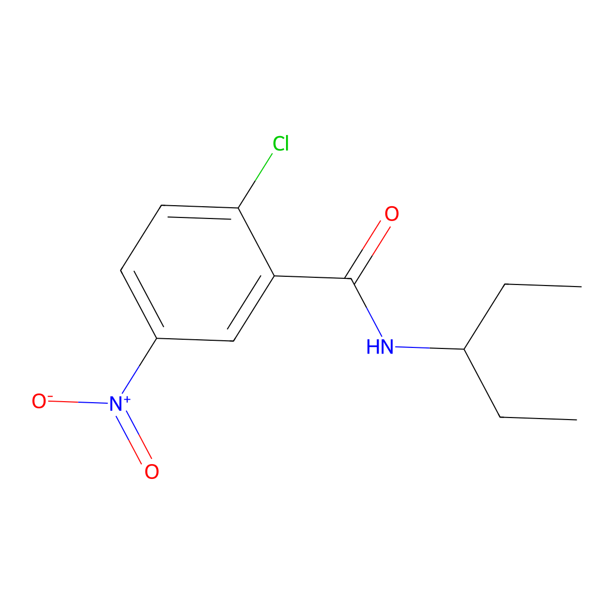 2-chloro-5-nitro-N-(pentan-3-yl)benzamide molecular structure, CAS 349615-26-5