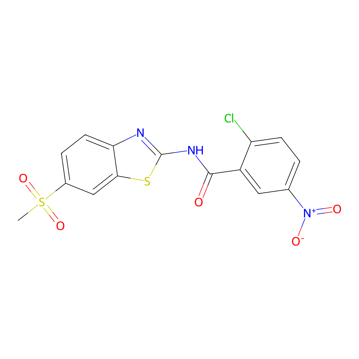 2-chloro-N-[6-(methylsulfonyl)-1,3-benzothiazol-2-yl]-5-nitrobenzamide molecular structure, CAS 349615-34-5