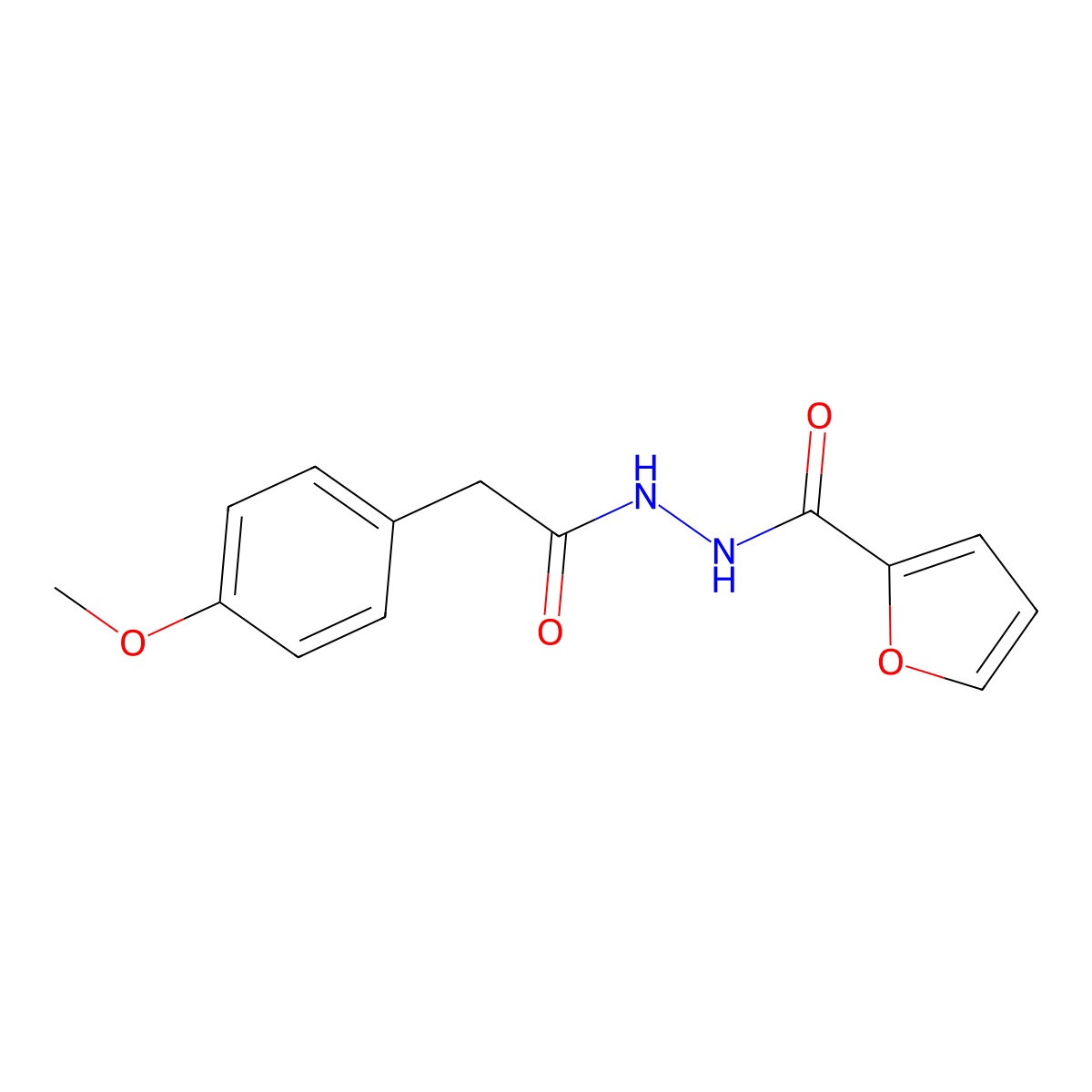 N'-[2-(4-methoxyphenyl)acetyl]furan-2-carbohydrazide molecular structure, CAS 349615-40-3