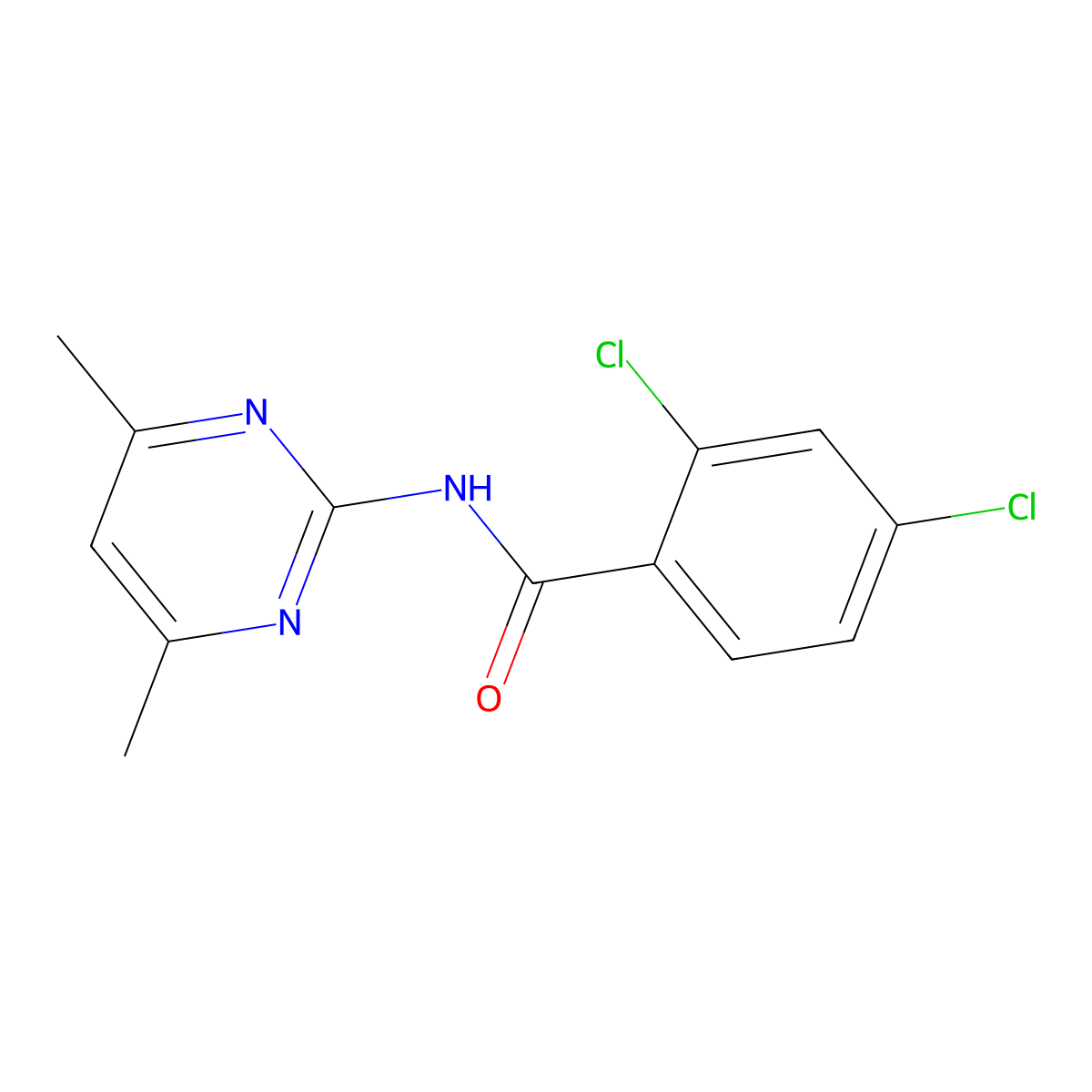 2,4-dichloro-N-(4,6-dimethylpyrimidin-2-yl)benzamide molecular structure, CAS 349615-44-7