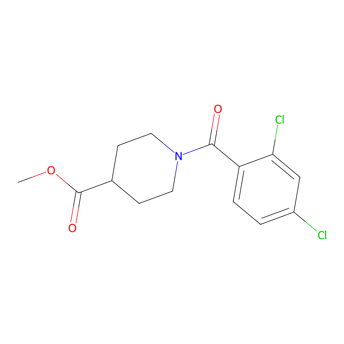 Methyl 1-(2,4-dichlorobenzoyl)piperidine-4-carboxylate molecular structure, CAS 349615-58-3