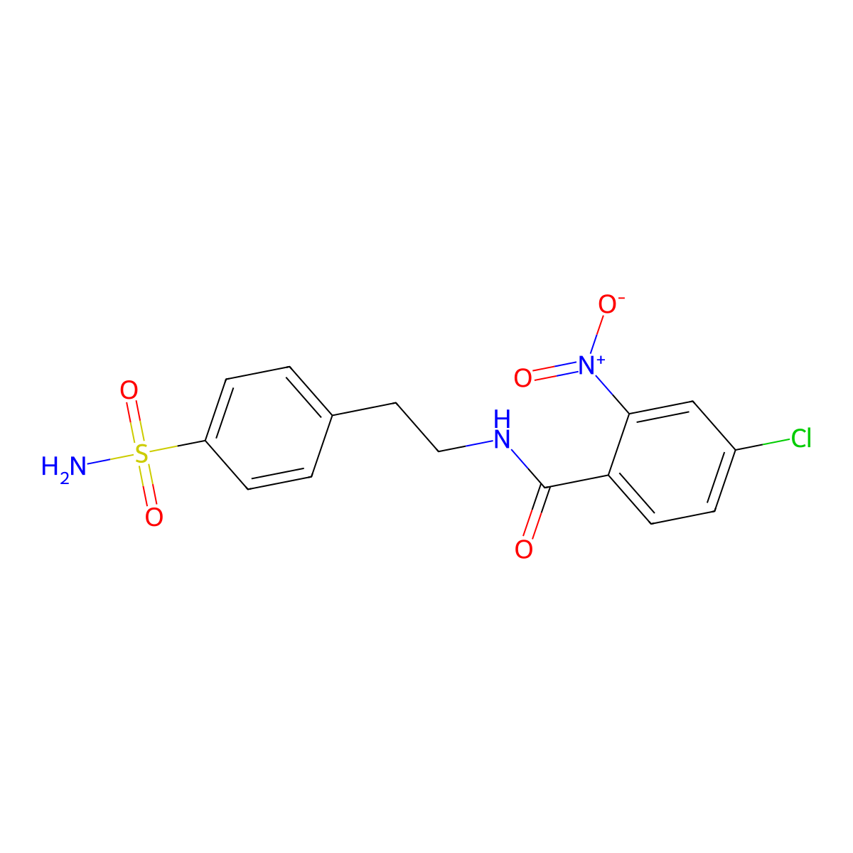 4-chloro-2-nitro-N-[2-(4-sulfamoylphenyl)ethyl]benzamide molecular structure, CAS 349615-61-8