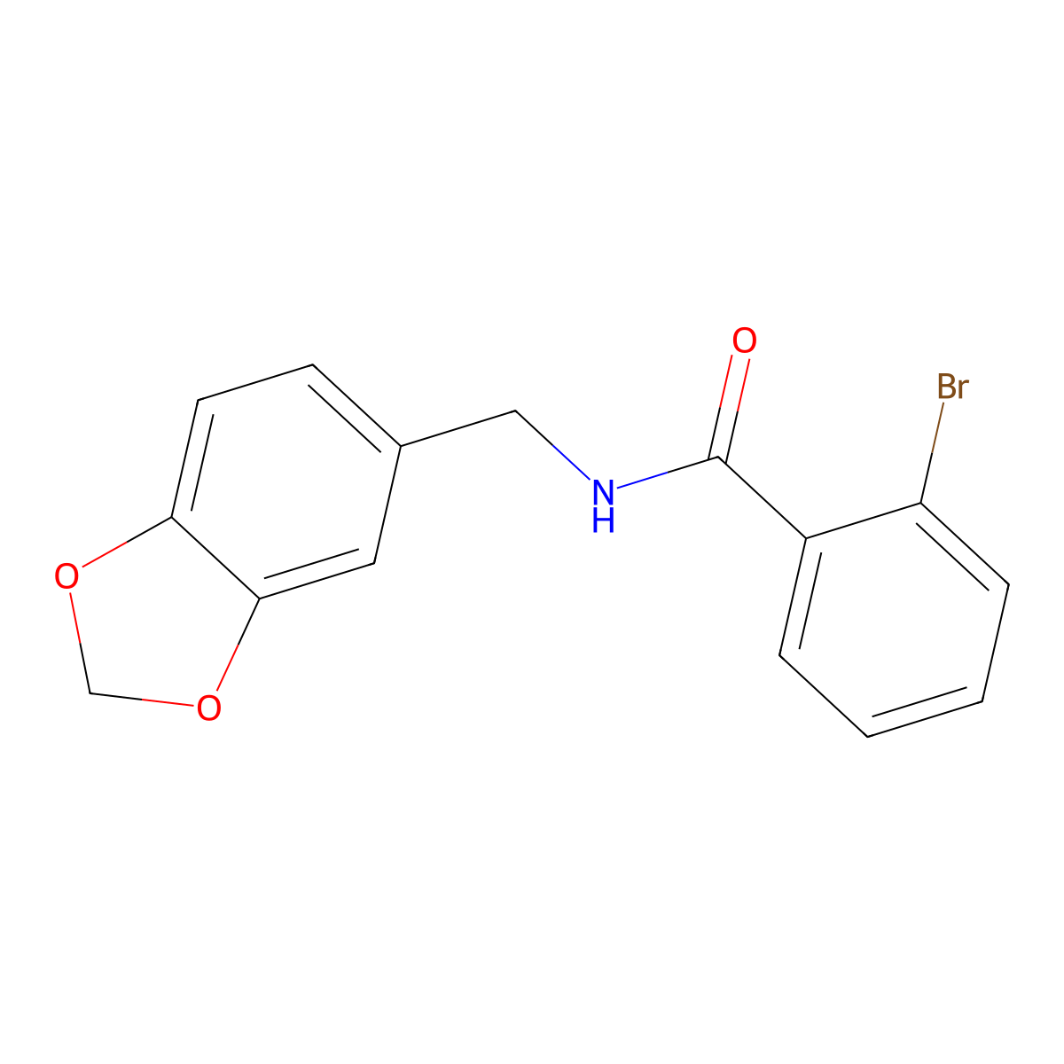 N-(1,3-benzodioxol-5-ylmethyl)-2-bromobenzamide molecular structure, CAS 349615-88-9