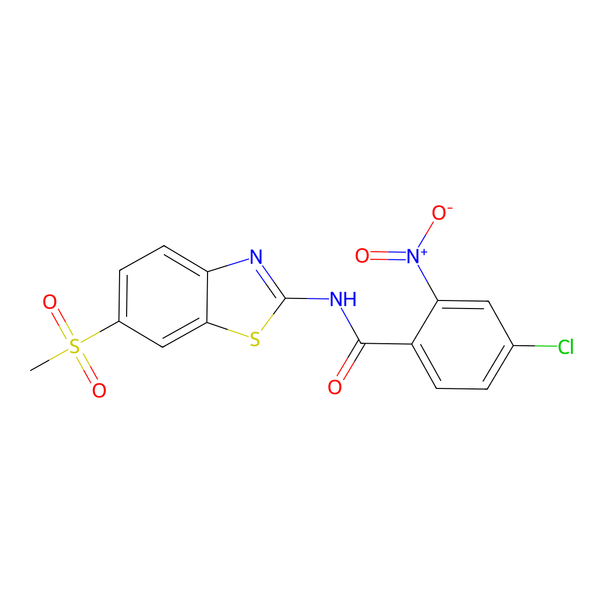 4-chloro-N-(6-methylsulfonyl-1,3-benzothiazol-2-yl)-2-nitrobenzamide molecular structure, CAS 349615-90-3