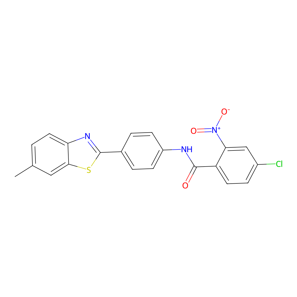 4-chloro-N-[4-(6-methyl-1,3-benzothiazol-2-yl)phenyl]-2-nitrobenzamide molecular structure, CAS 349615-99-2