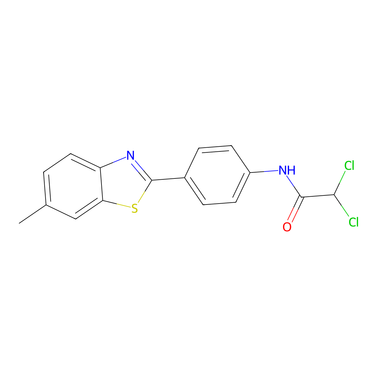 2,2-dichloro-N-[4-(6-methyl-1,3-benzothiazol-2-yl)phenyl]acetamide molecular structure, CAS 349616-50-8