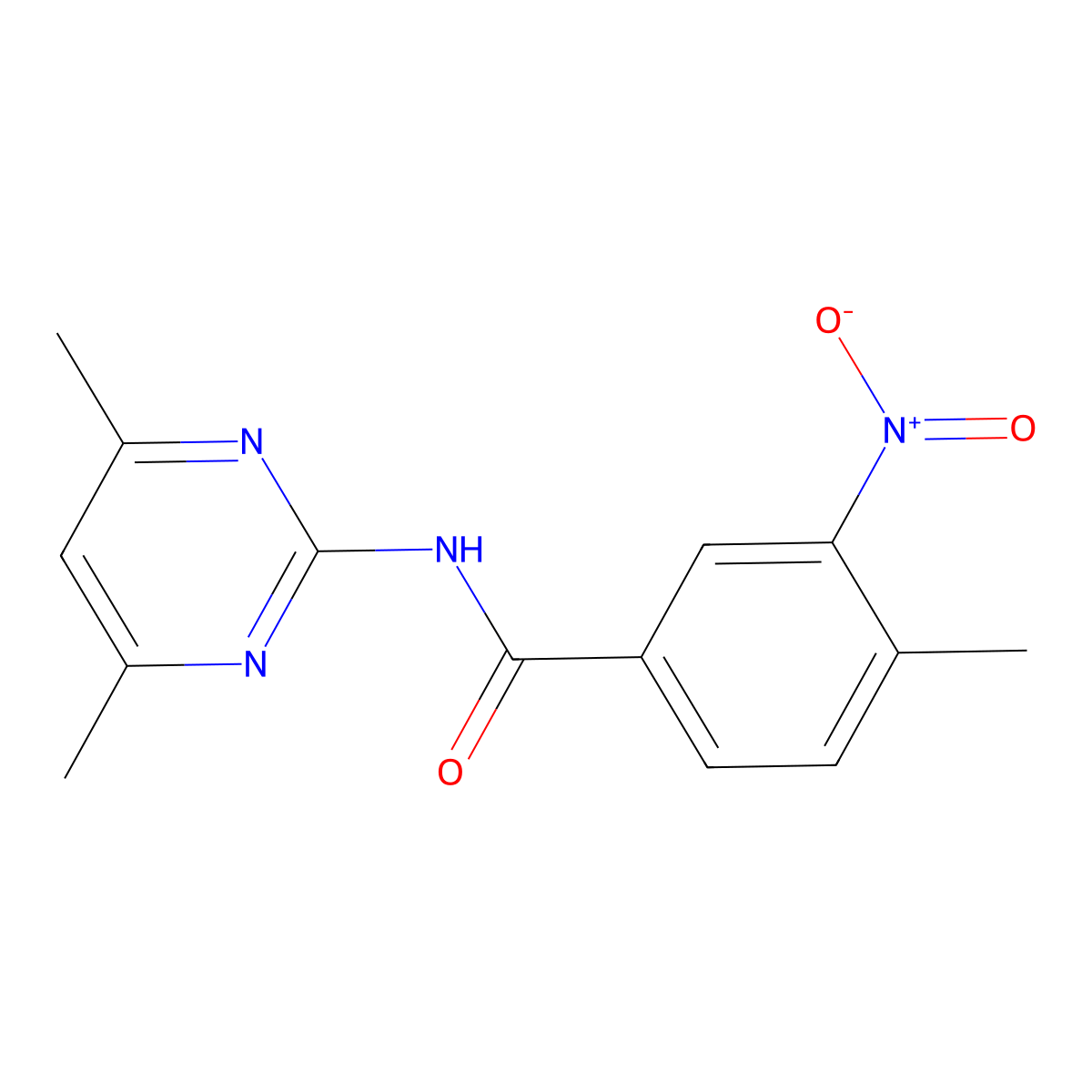 N-(4,6-dimethylpyrimidin-2-yl)-4-methyl-3-nitrobenzamide molecular structure, CAS 349616-55-3
