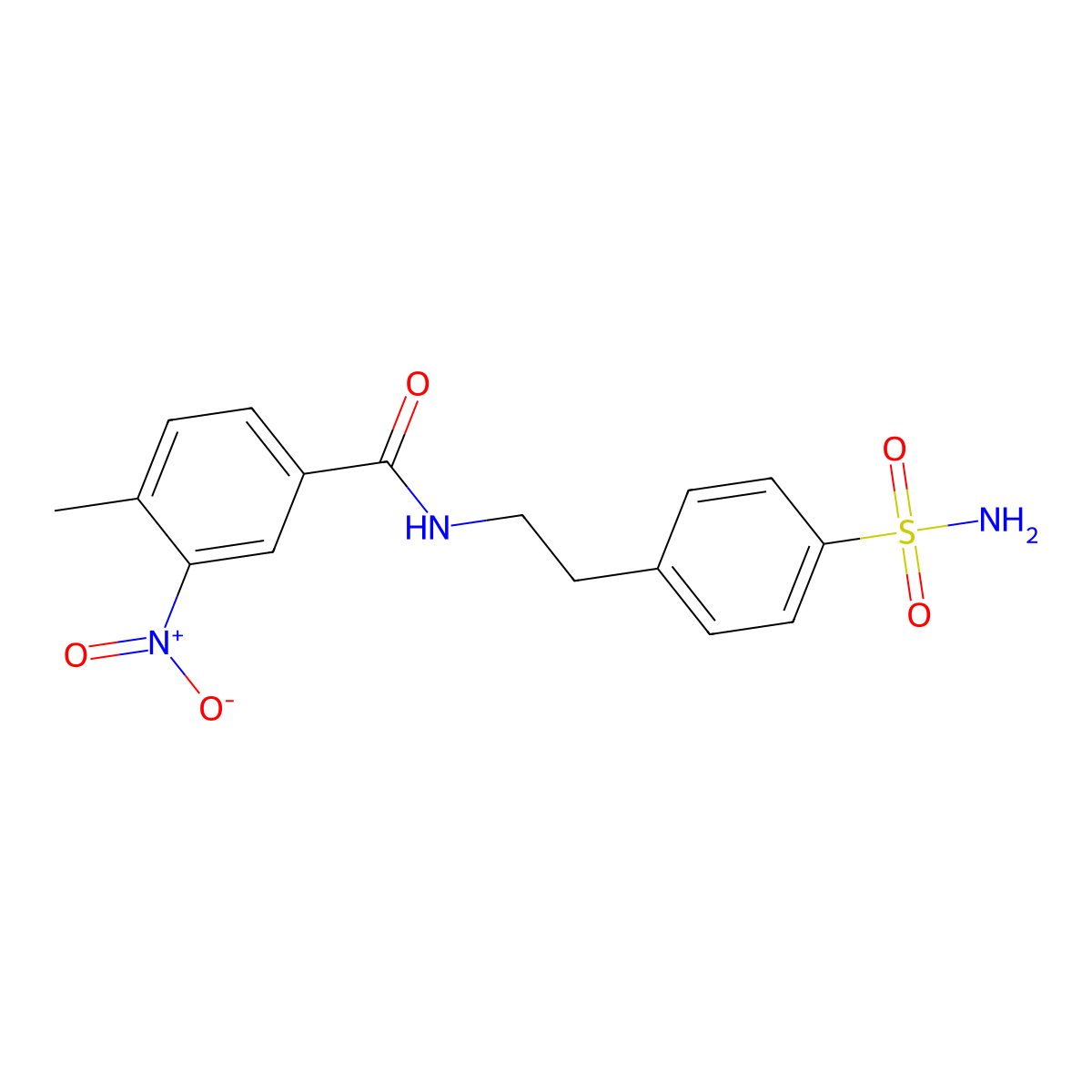 4-methyl-3-nitro-N-[2-(4-sulfamoylphenyl)ethyl]benzamide molecular structure, CAS 349616-59-7