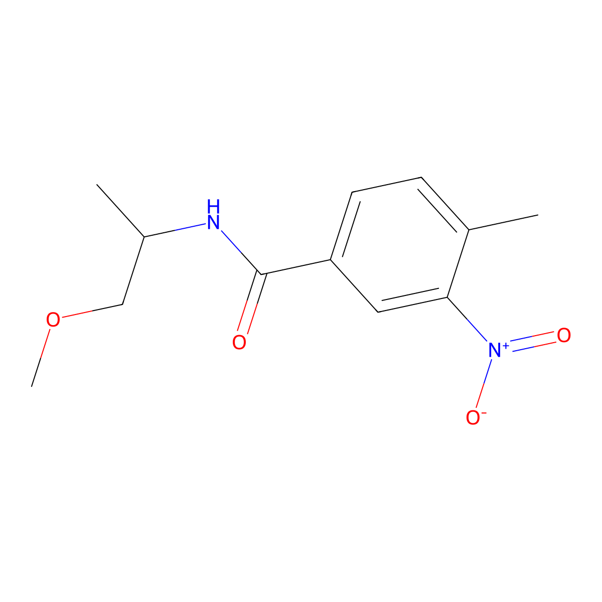 N-(1-methoxypropan-2-yl)-4-methyl-3-nitrobenzamide molecular structure, CAS 349616-63-3