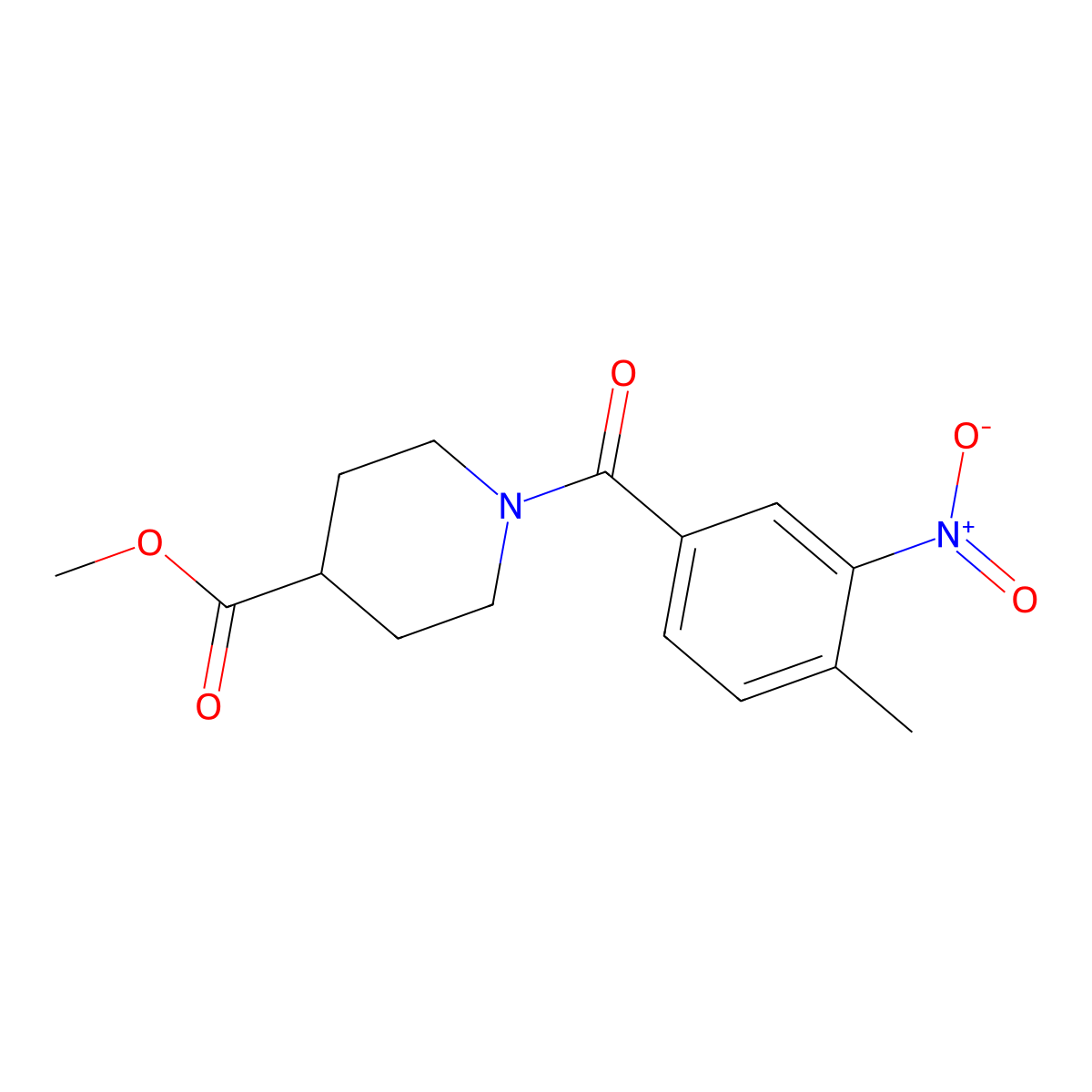Methyl 1-(4-methyl-3-nitrobenzoyl)piperidine-4-carboxylate molecular structure, CAS 349616-73-5