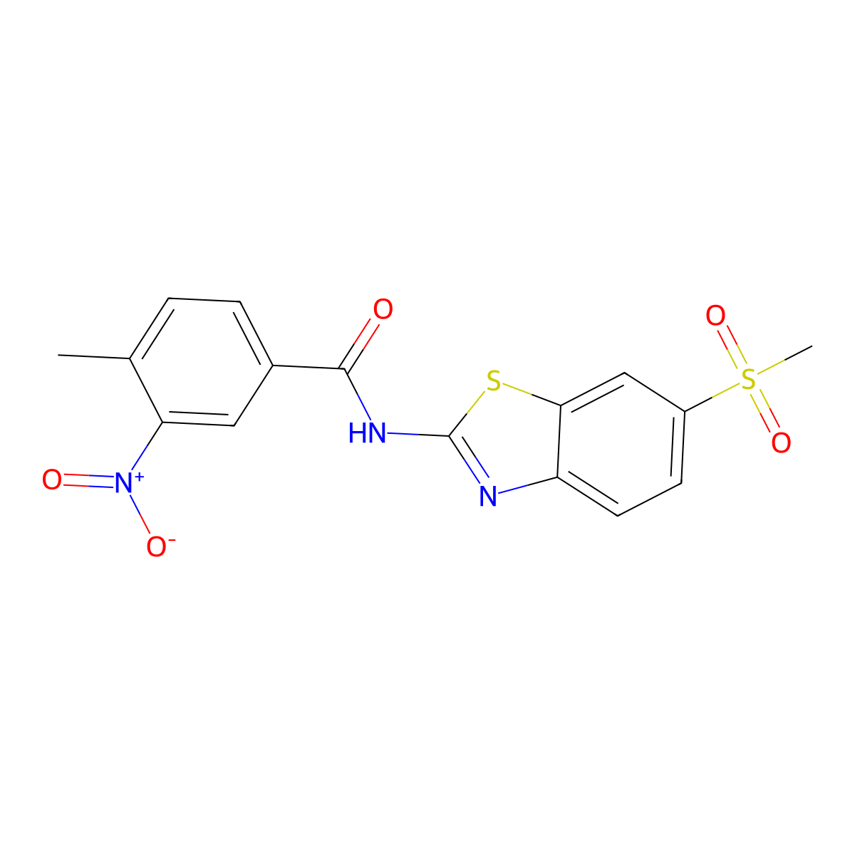 4-methyl-N-(6-methylsulfonyl-1,3-benzothiazol-2-yl)-3-nitrobenzamide molecular structure, CAS 349616-75-7