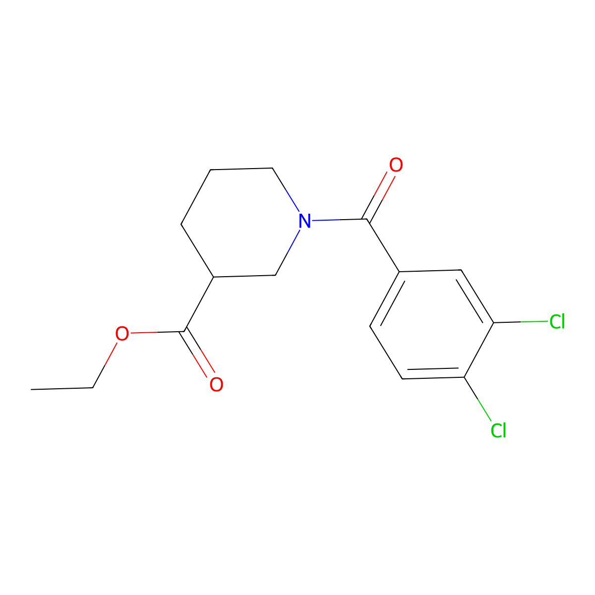 Ethyl 1-(3,4-dichlorobenzoyl)piperidine-3-carboxylate molecular structure, CAS 349616-88-2