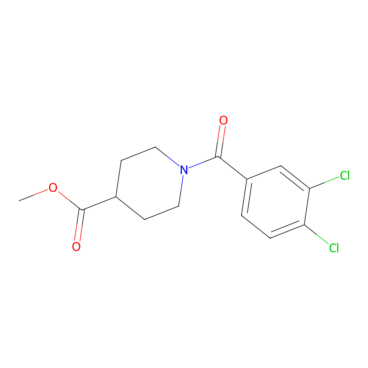 Methyl 1-(3,4-dichlorobenzoyl)piperidine-4-carboxylate molecular structure, CAS 349616-92-8