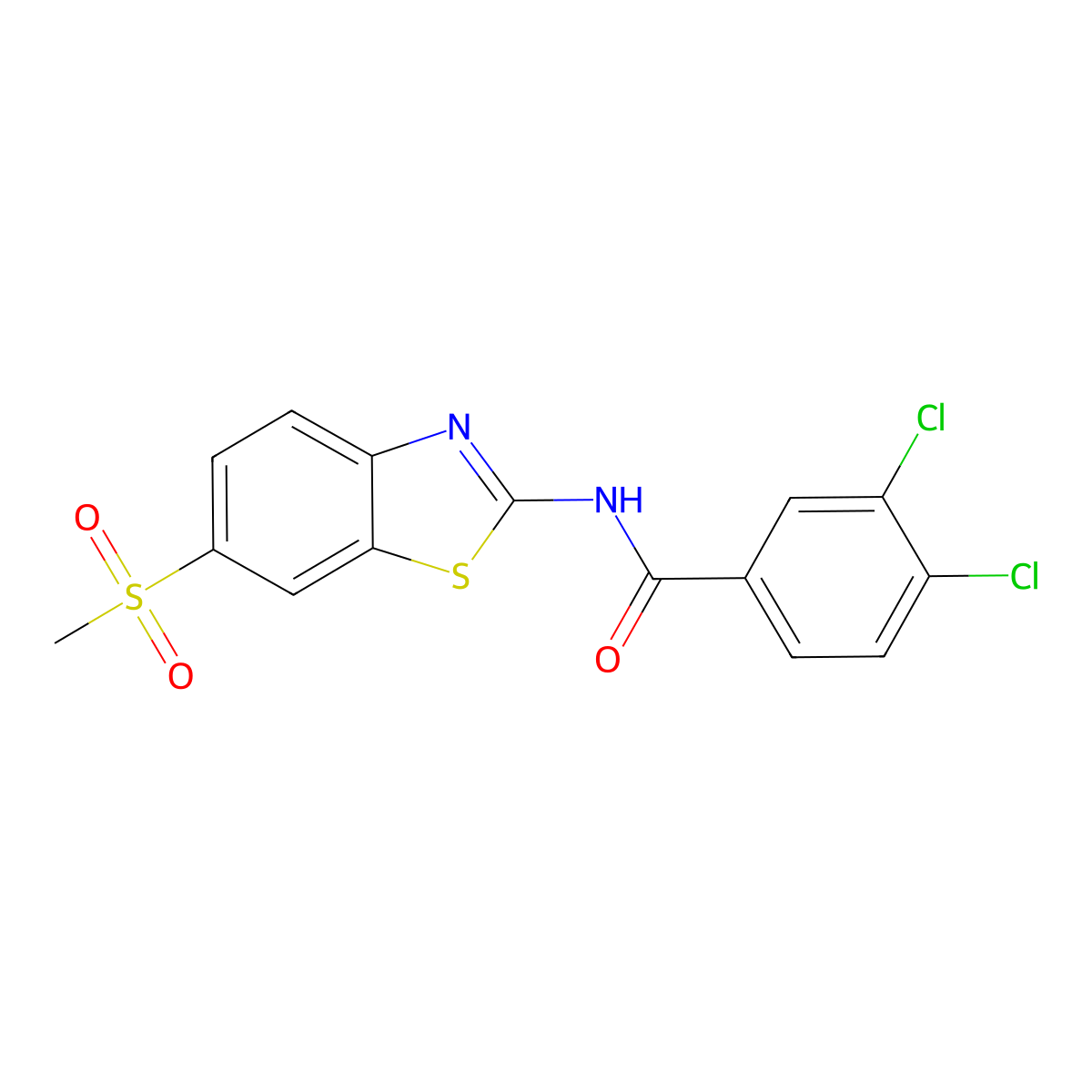 3,4-dichloro-N-[6-(methylsulfonyl)-1,3-benzothiazol-2-yl]benzamide molecular structure, CAS 349616-95-1