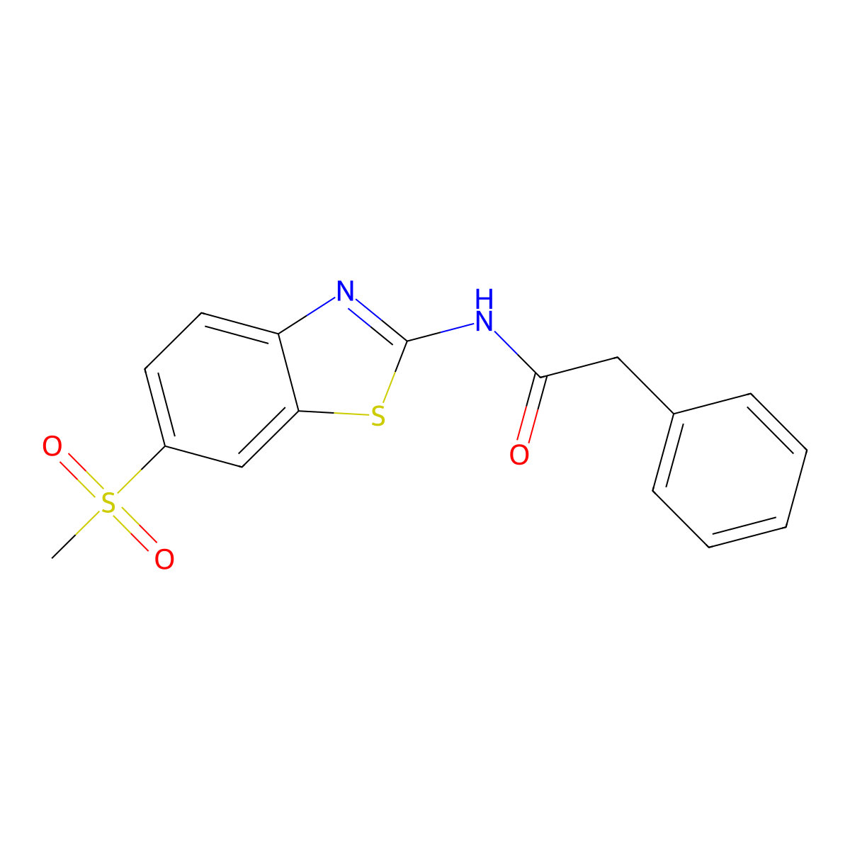 N-(6-methanesulfonyl-1,3-benzothiazol-2-yl)-2-phenylacetamide molecular structure, CAS 349617-00-1