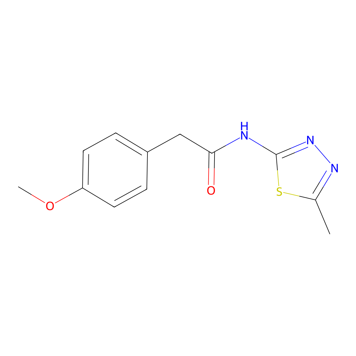 2-(4-methoxyphenyl)-N-(5-methyl-1,3,4-thiadiazol-2-yl)acetamide molecular structure, CAS 349617-09-0