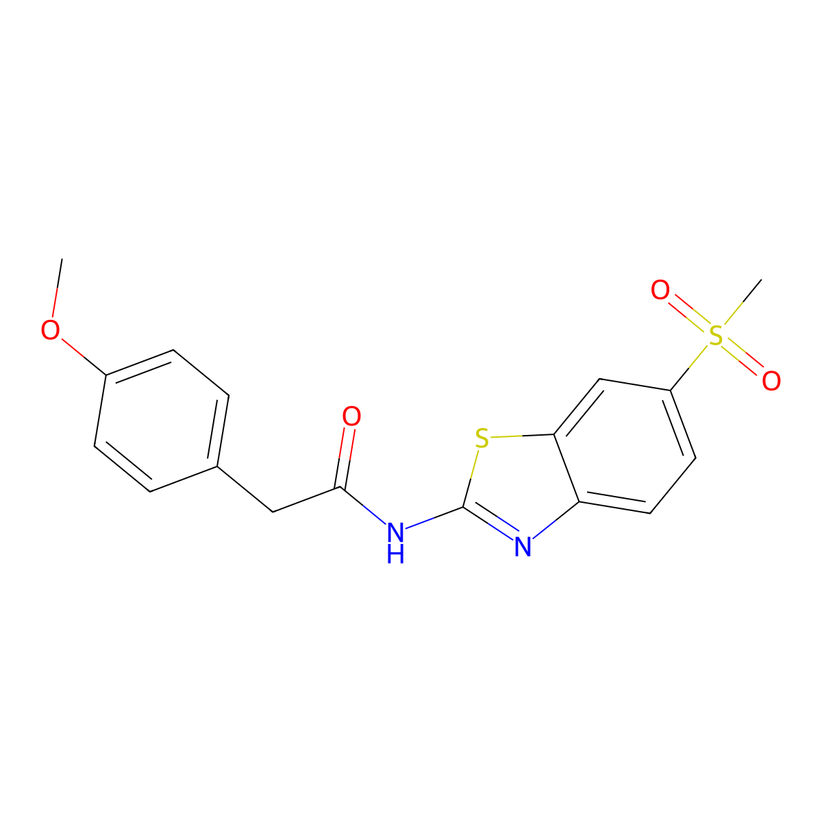 2-(4-methoxyphenyl)-N-[6-(methylsulfonyl)benzothiazol-2-yl]acetamide molecular structure, CAS 349617-39-6