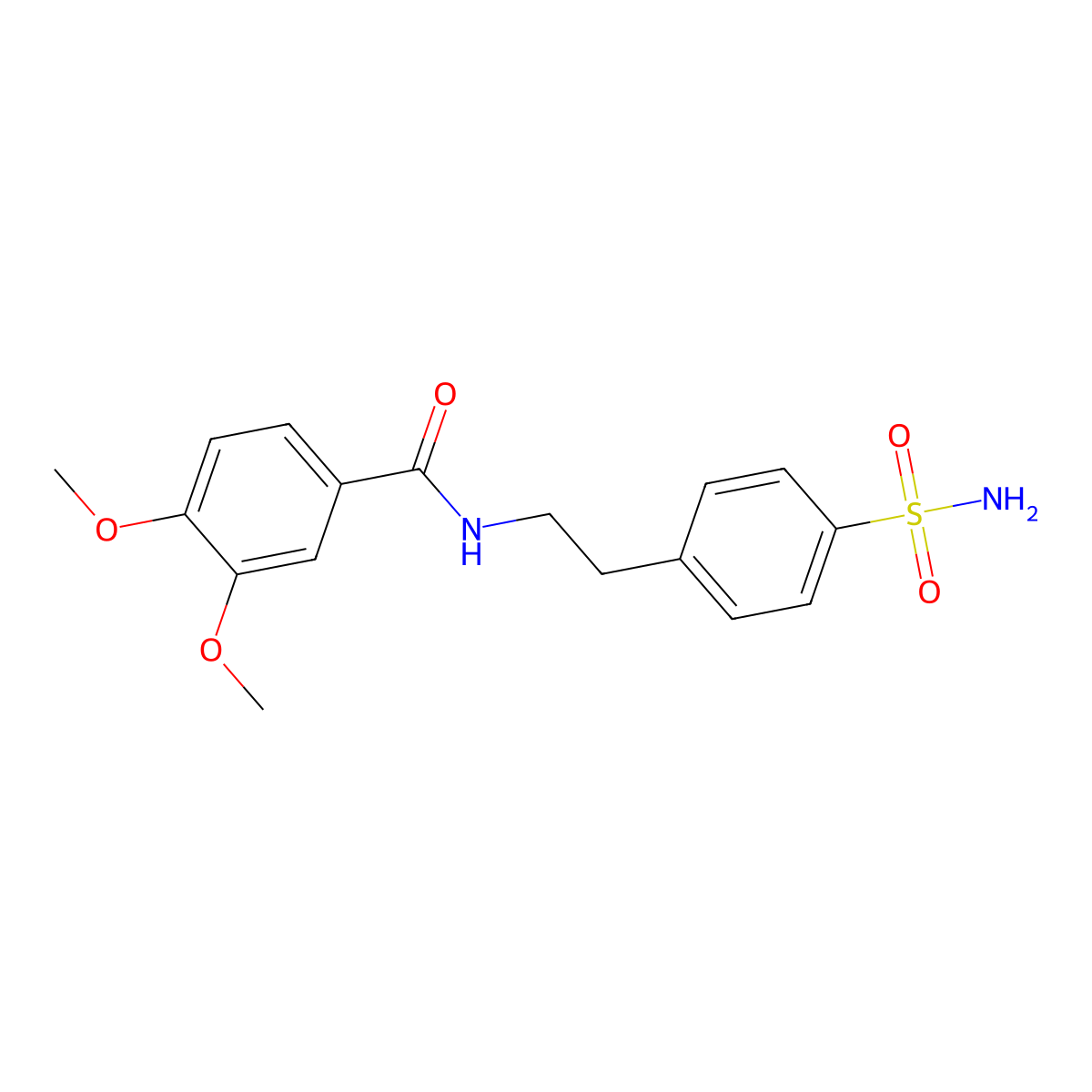 3,4-dimethoxy-N-[2-(4-sulfamoylphenyl)ethyl]benzamide molecular structure, CAS 349617-65-8
