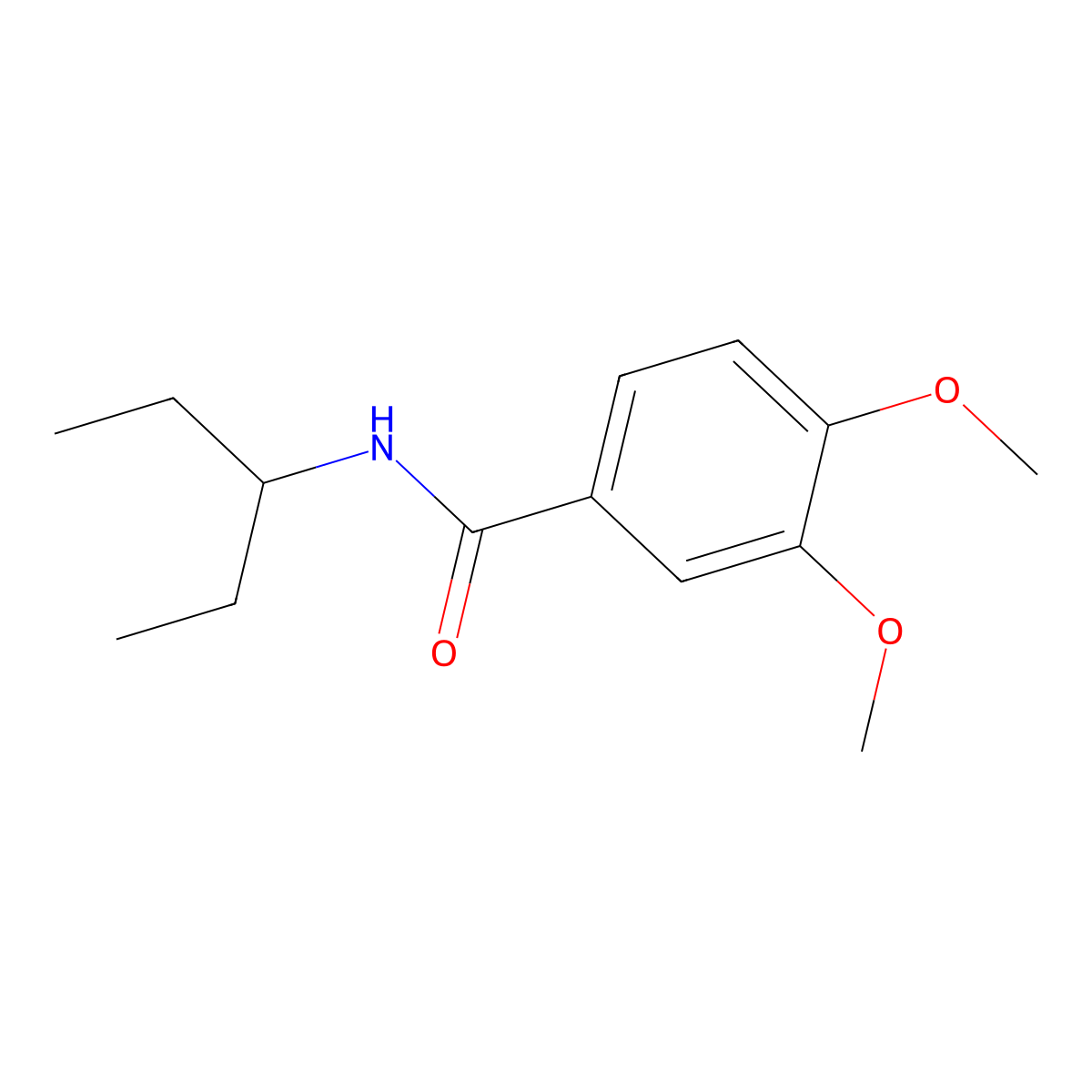 3,4-dimethoxy-N-(pentan-3-yl)benzamide molecular structure, CAS 349617-76-1