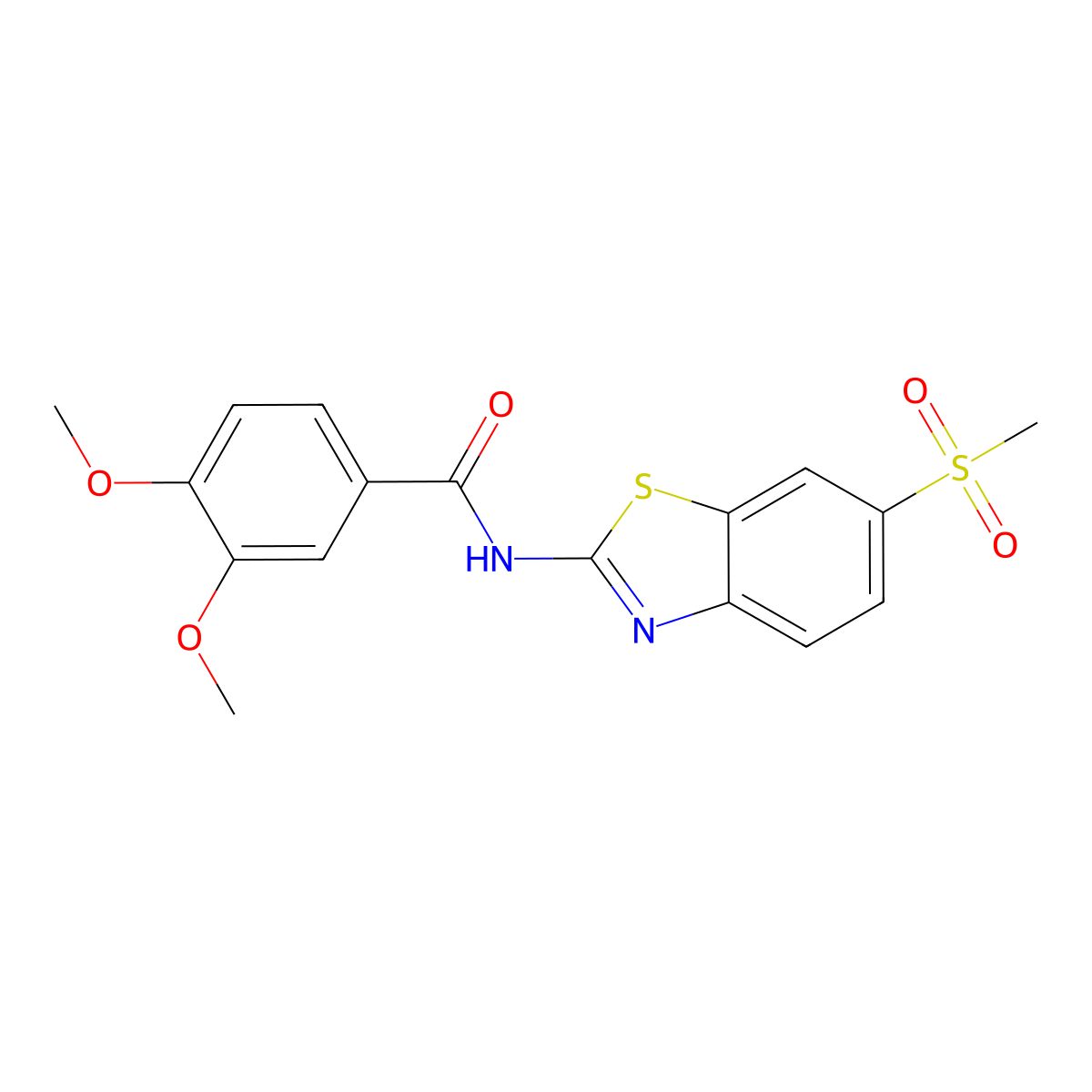 3,4-dimethoxy-N-(6-(methylsulfonyl)benzo[d]thiazol-2-yl)benzamide molecular structure, CAS 349617-85-2