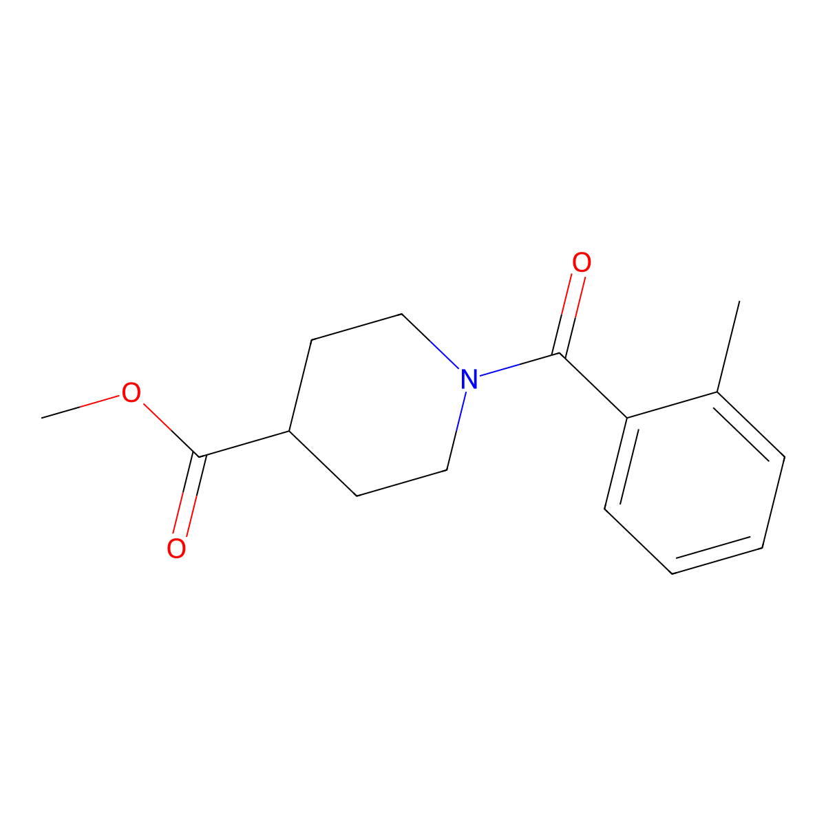 Methyl 1-(2-methylbenzoyl)piperidine-4-carboxylate molecular structure, CAS 349618-05-9