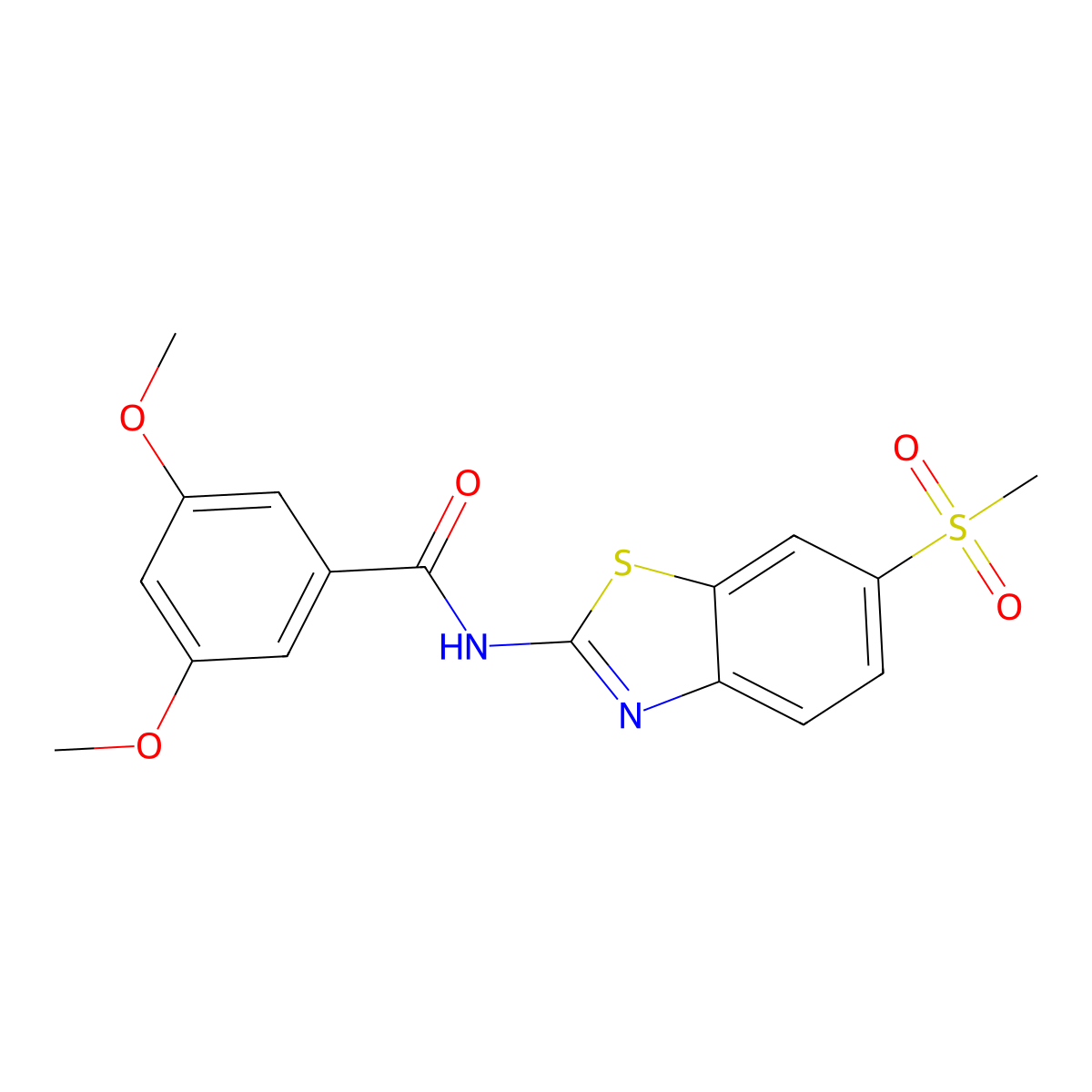 3,5-dimethoxy-N-[6-(methylsulfonyl)-1,3-benzothiazol-2-yl]benzamide molecular structure, CAS 349618-30-0