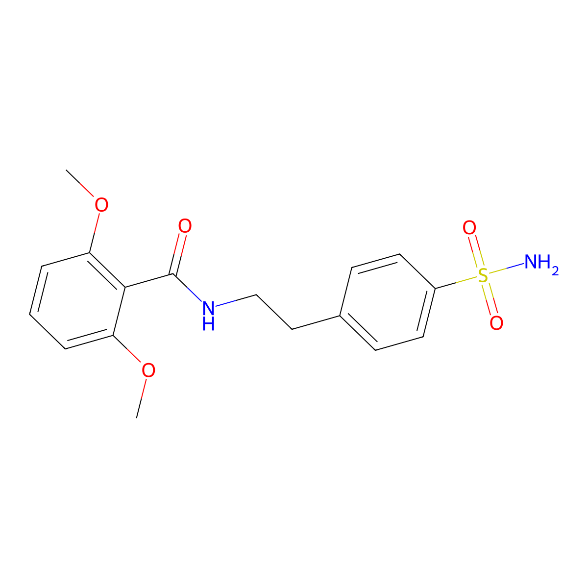 2,6-dimethoxy-N-[2-(4-sulfamoylphenyl)ethyl]benzamide molecular structure, CAS 349618-31-1