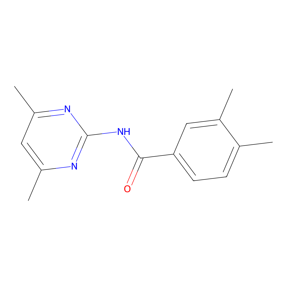 N-(4,6-dimethylpyrimidin-2-yl)-3,4-dimethylbenzamide molecular structure, CAS 349618-46-8